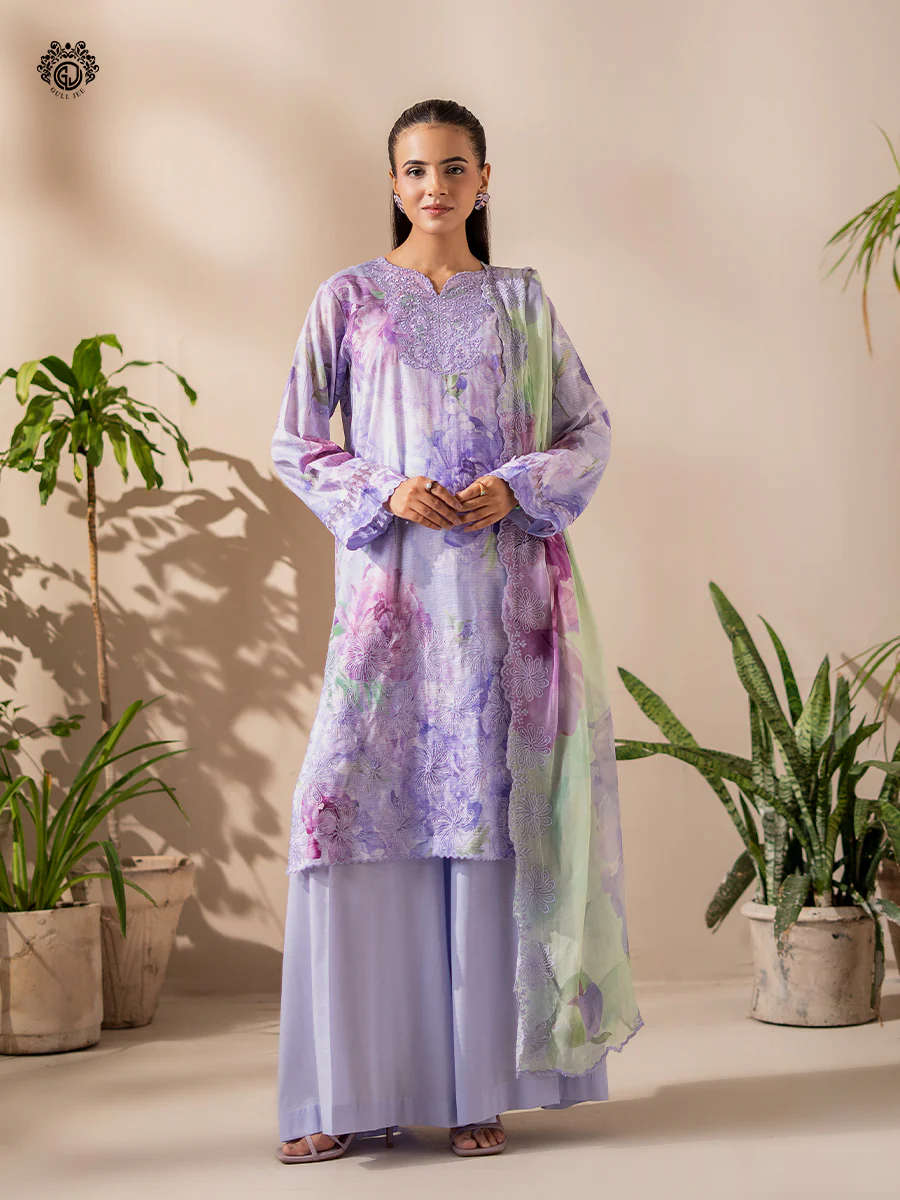 r10 Rang Pasand by GullJee Vol 15 – Luxury Digital Printed Embroidered Lawn Suit - Image 1