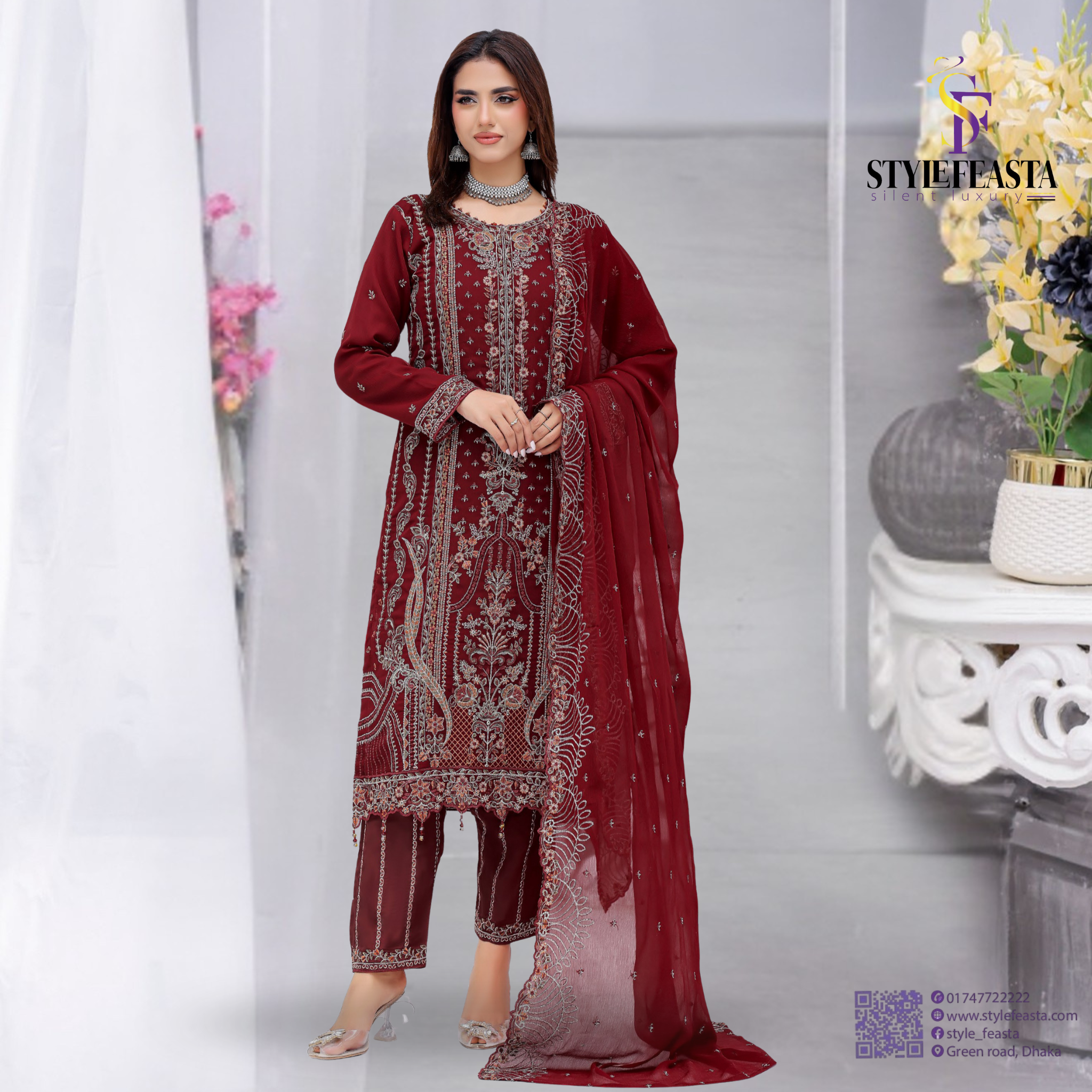 Untitled design-105 Inara Vol. 2 by Bin Hameed & Rana Arts – Premium Semi-Stitched Luxury Chiffon Suit - Image 1