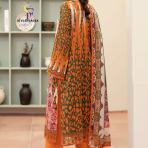 Morja by Guljii Pakistani Digital Printed Lawn Dress with Organza Lace - Image 2