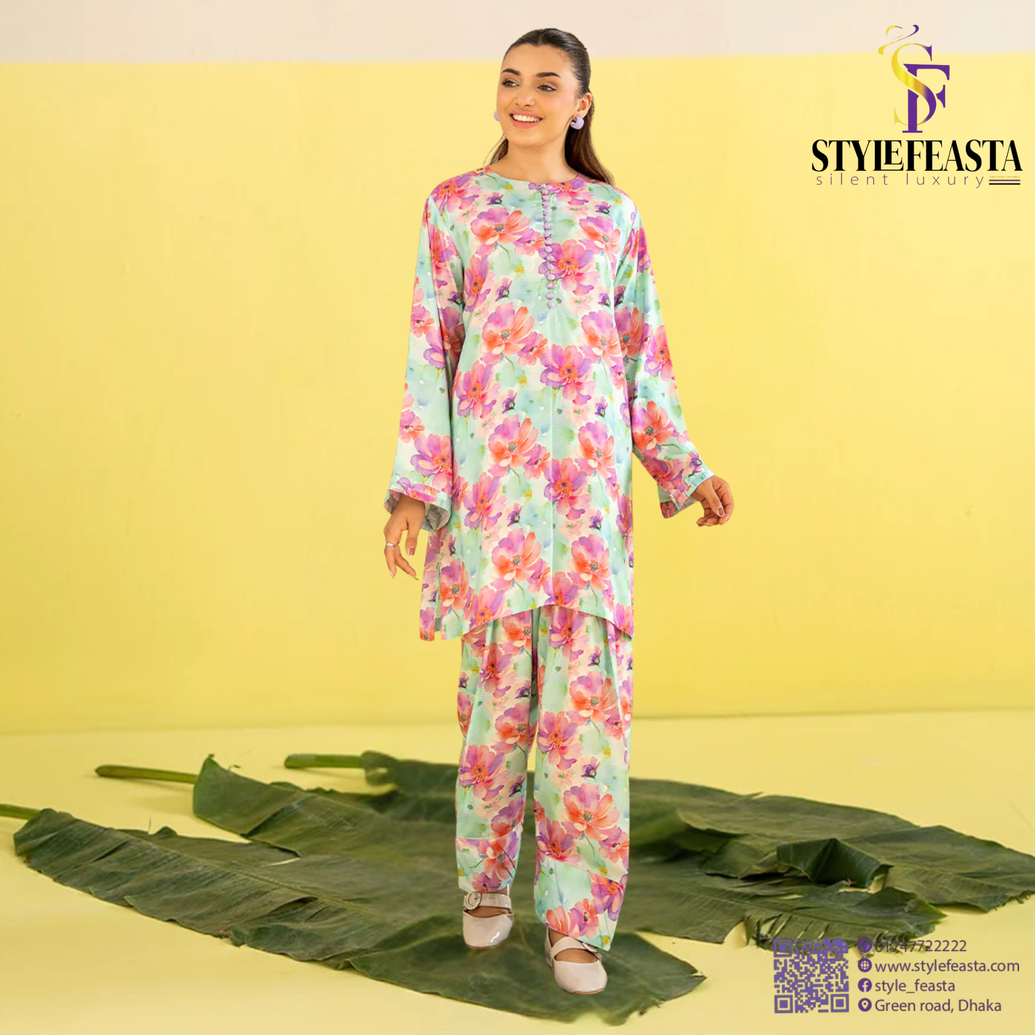 Untitled design-130 Zeya by Gullji – Premium 2 Piece Unstitched Digital Printed Shirt & Trouser - Image 1