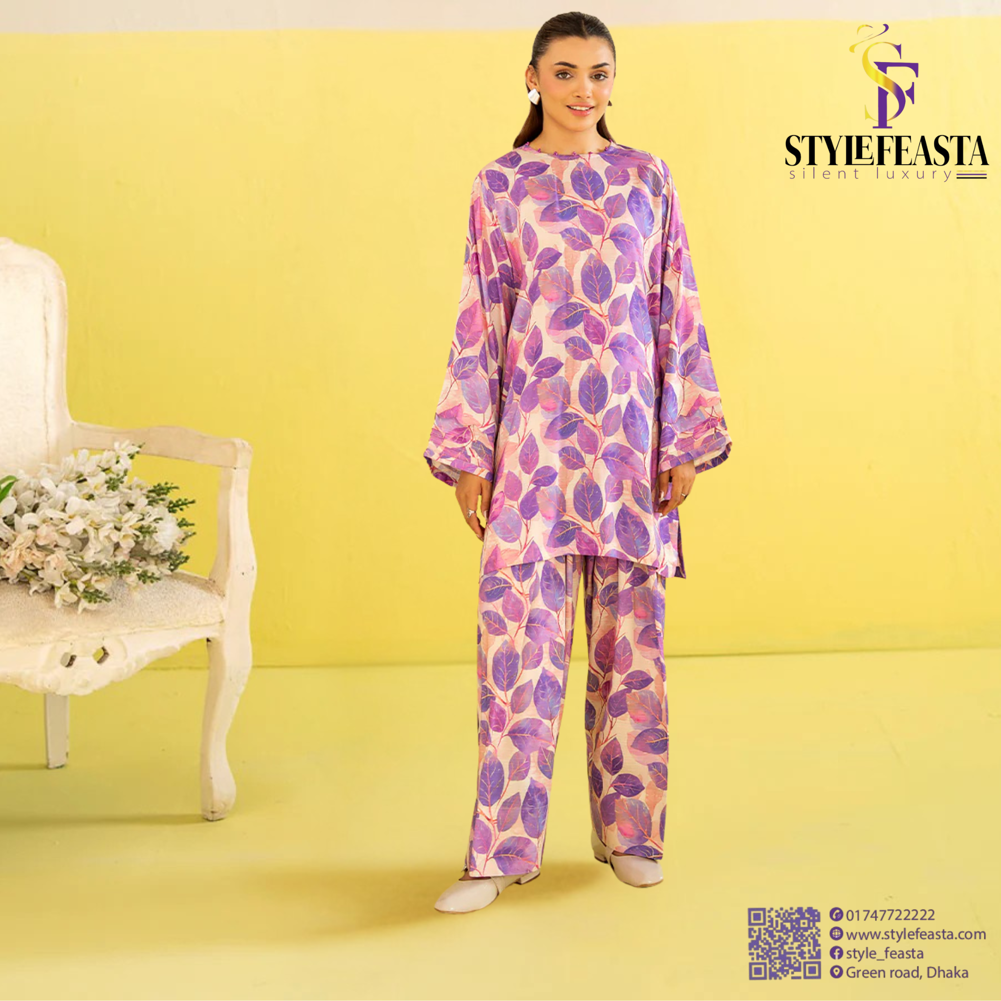 Untitled design-133 Zeya by Gullji – Premium 2 Piece Unstitched Digital Printed Shirt & Trouser - Image 1