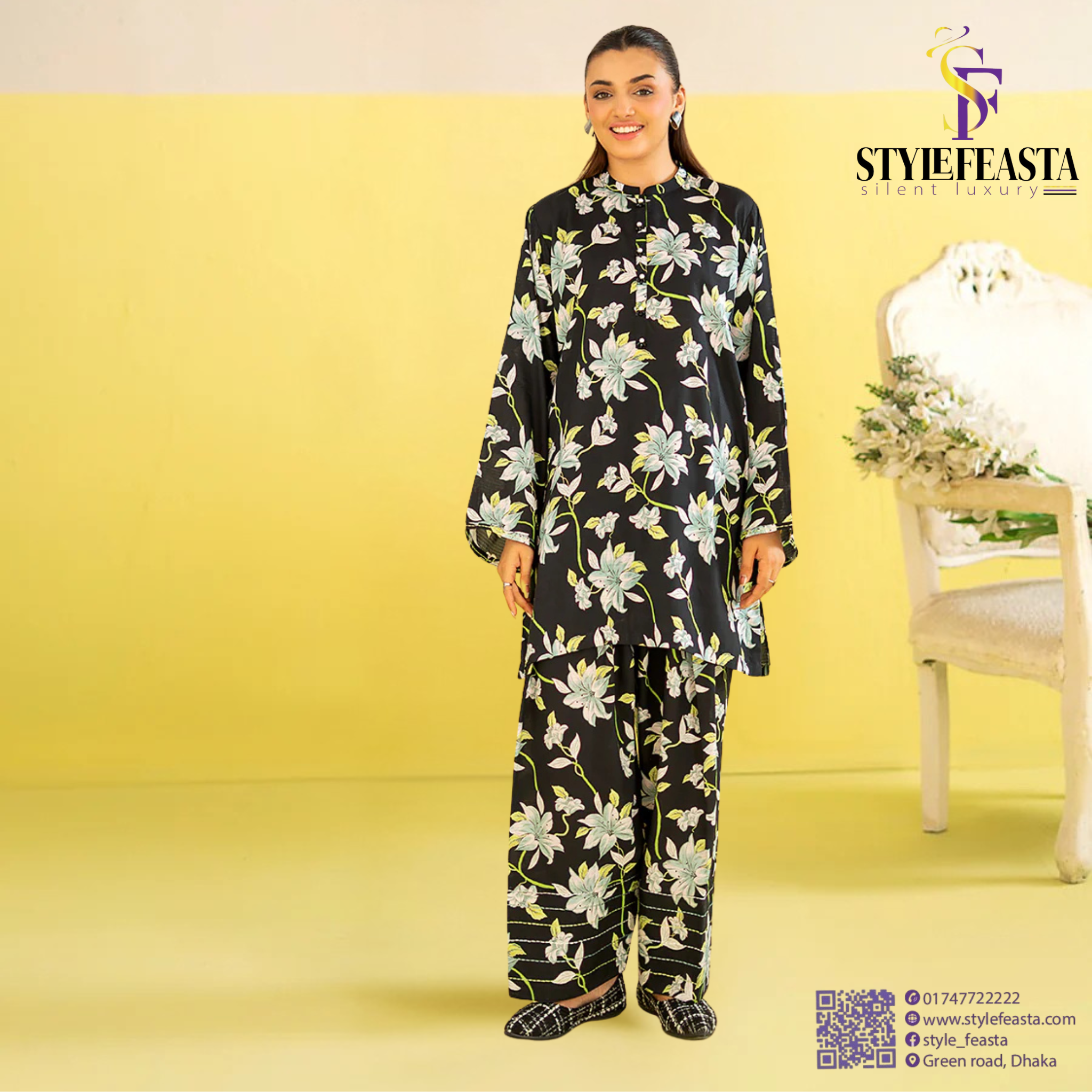 Untitled design-136 Zeya by Gullji – Premium 2 Piece Unstitched Digital Printed Shirt & Trouser - Image 1