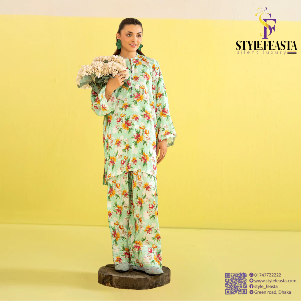 Zeya by Gullji – Premium 2 Piece Unstitched Digital Printed Shirt & Trouser