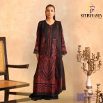 Amaaj By Johra Luxury Embroidered Unstitched 3 Piece Suit  Black - Winter Collection