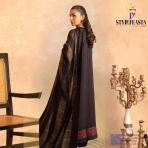 Amaaj By Johra Luxury Embroidered Unstitched 3 Piece Suit  Black - Winter Collection - Image 2