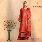 Amaaj By Johra Luxury Embroidered Unstitched 3 Piece Suit Rust colour   - Winter Collection