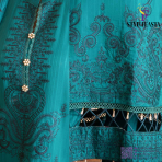 Amaaj By Johra Luxury Embroidered Unstitched 3 Piece Suit Ferozi - Winter Collection - Image 3