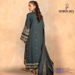 Amaaj By Johra Luxury Embroidered Unstitched 3 Piece Suit Grey - Winter Collection - Image 2